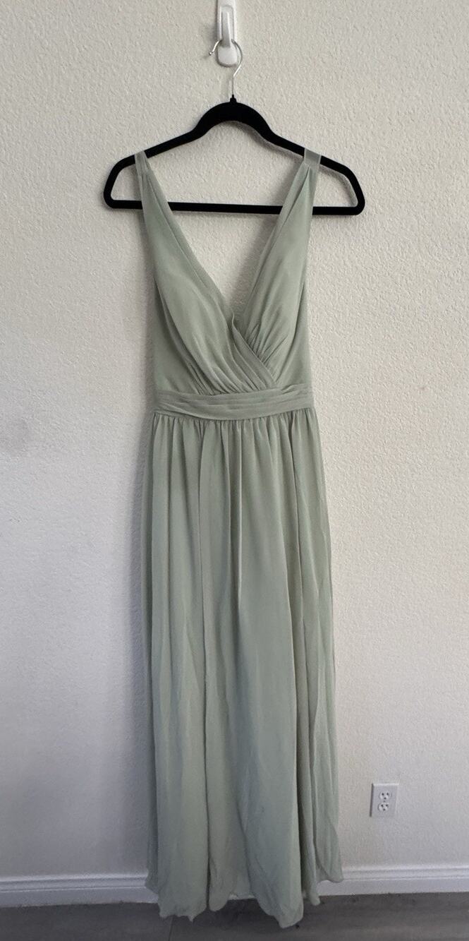 Azazie - Sage Green V-Neck Formal Dress Women’s US Size A10